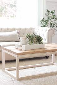 Cut four standard boards approximately two inches thick and eight inches wide, known as 2x8s, to this length to serve as the top of your table. Decorating Essentials Coffee Tables Love Grows Wild