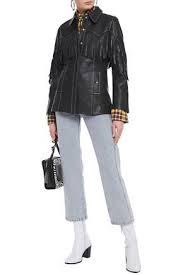 Ganni Ganni Woman Fringed Leather Jacket Black Ganni Cloth Leather Jacket Black Fringe Leather Jacket Jackets