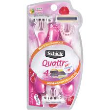 Schick quattro titanium a stylish razor with 4 titanium coated blades for a comfortable. Schick Quattro For Women Raspberry Rain Disposable Razor 3 Pk Hair Removal Beauty Health Shop The Exchange