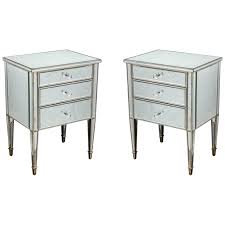 Pair Of Antique Mirrored Nightstands With Silver Gilt Trim For Sale At 1stdibs