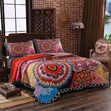 Update your bedroom decor and give a new decorator. Amazon Com Lamejor Quilt Set Queen Size Tropical Bohemian Style Mandala Pattern Reversible Comforter Set 3 Piece Bedspread Coverlet Set Microfiber Color Orange Home Kitchen