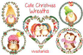 Download Watercolor Christmas Wreaths Heart Shape Clipart Graphic By Vivastarkids Creative Fabrica Yellowimages Mockups