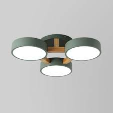 Metal Round Semi Flush Ceiling Light Kids Bedroom 3 Heads Nordic Style Candy Colored Light Fixture In White Warm Takeluckhome Com