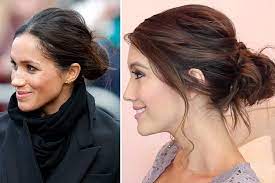While Kate Middleton Is Most Known For Her Big Bouncy Hair Dos Meghan Is Proving One Of Her Favourite Loo Bouncy Hair Meghan Markle Hair Messy Bun Hairstyles