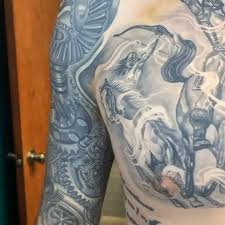 Forarm tattoos leg tattoos body art tattoos sleeve tattoos four horsemen of the apocalypse tattoo sparrow tattoo apocalypse art knee tattoo warrior tattoos. John Herndon Here S A Healed 3 Of The 4 Horseman Of The