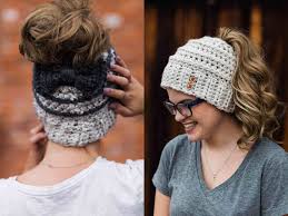 For more messy bun patterns and tutorials — both knit and crochet — see the collection of links at the end of this post. 10 Crochet Ponytail Hat Patterns