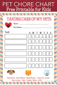 Free Printable Pet Responsibility Chart For Kids Pet Care Printables Charts For Kids Chore Chart Kids