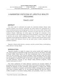 Reviewing sample article critique example. Pdf A Narrative Criticism Of Lifestyle Reality Programs