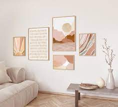Set Of 5 Prints Watercolor Art Gallery Art Set Boho Decor Living Room Decor Geometric Print Minimalist Decor Abstract Wall Art Wall Art Living Room Gallery Wall Living Room Living Room Art
