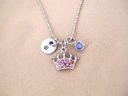 Princess Jewelry Crown Necklace Little Girl Gift Crystal Crown Fairyland Pink Tiara Girl Birthday Ev Princess Jewelry Hand Stamped Jewelry Crown Necklace