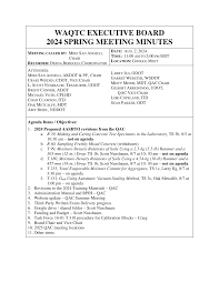WAQTC EXECUTIVE BOARD 2024 SPRING MEETING MINUTES