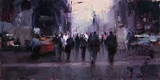 A Lively Promenade Cityscape Painting Painting Competition Painting