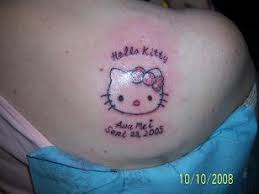 Hello kitty tattoo with the hair dryer and scissors but no music notes and she'd be wearing a frilly little apron. Hello Kitty Tattoo By Ebridges On Deviantart