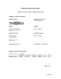 Industrial, manufacturing or laboratory use. Ethyl Chloride Safety Sheet