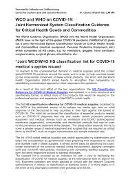 © hak cipta terpelihara 2018, jabatan kastam diraja malaysia. Pdf Wco And Who On Covid 19 Joint Harmonized System Classification Guidance For Critical Health Goods And Commodities