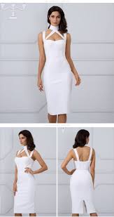 Elegant White Halter Straps Backless Hollow Out Party Bandage Dress Uniqistic Com Engagement Party Dresses Dresses Unique Dresses