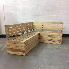 Pallet Wood Corner Bench L Shaped Bench Outside Bench Outdoor Storage Bench L Shaped Bench Garden Storage Bench