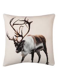 Larry deer animal grey digital print cotton set of 2 cushion covers