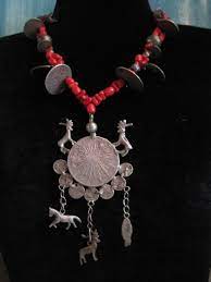 Guatemala Necklace Antique Chachal Coin Guatemalan Necklace Red Beads And With Images Modern Silver Jewelry Jewelry Tribal Jewelry