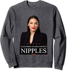 Amazon.com: AOC Nipples Alexandria Ocasio-Cortez AOC See Through Sweatshirt  : Clothing, Shoes & Jewelry
