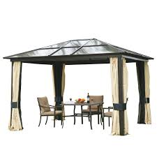 Amazon De Outsunny Luxus Pavillon Gartenpavillon Alu Partyzelt Gartenzelt Mit Lichtdurchlassigem Pc Dach Gartenzelt Pavillion Garten Pavillon