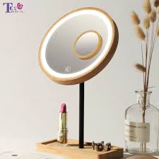 Smart touch screen switches it off and on, dims lights, or makes them brighter. Wooden Desktop Led Makeup Mirror 3x Magnifying Usb Charging Adjustable Bright Diffused Light Touch Screen Beauty Mirrors Makeup Mirrors Aliexpress