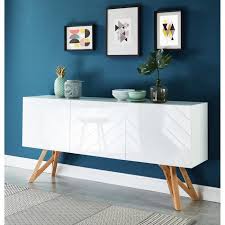 Lulea Buffet Haut Scandinave Blanc Laque Pas Cher Buffet Cdiscount Iziva Com Buffet Blanc Et Bois Buffet Haut Buffet Salle A Manger