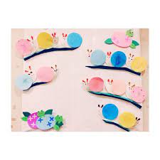 アプリ投稿 紙皿でカタツムリ 保育や子育てが広がる 遊び と 学び のプラットフォーム ほいくる 紙のデコレーション 紙 皿 壁 飾り 手作り