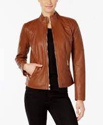 Guess Stand Collar Faux Leather Jacket Macys Com Leather Jacket Faux Leather Jackets Jackets