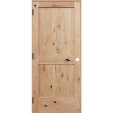 Pacific Entries 30 In X 80 In Rustic Unfinished 2 Panel V Groove Solid Core Knotty Alder Wood Reversible Single Prehung Interior Door Ua2242 30 The Home Dep Prehung Interior Doors Doors Interior Rustic