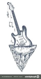 Guitar And Mountains Tattoo And T Shirt Design Electric Guitar Stock Illustration Gitar Ve Daglar Dovme Ve T Shirt Tasarim Elektro Gitar Stok Illu Elektro