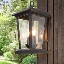 Lnc 2 Light Candle Style Black Outdoor Wall Lantern Sconce Porch Light With Clear Glass A03278 The Home Depot