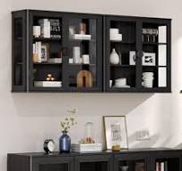 Amazon.com: NEWOWNDS 56" Black Wall Storage Cabinets,Kitchen ...