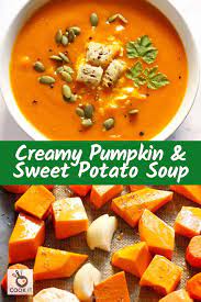 This Healthy Pumpkin And Sweet Potato Soup Is Easy Comforting And Full Of Flavour Pump Pumpkin Sweet Potato Soup Sweet Potato Soup Recipes Sweet Potato Soup