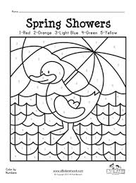Included are color by number, see and color (black and white picture with a colored version to use as a reference ), and regular unnumbered spring pictures. Spring Showers Color By Numbers All Kids Network
