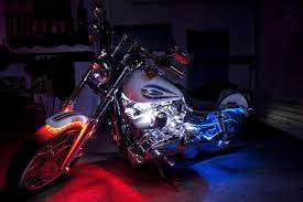 Custom Motorcycle Lights Patriotic Red White Blue Motorcycle Lights Alpena Biker Men