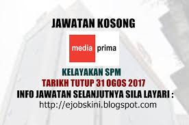 Media prima posts third consecutive profitable quarter; Jawatan Kosong Media Prima Berhad 31 Ogos 2017