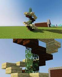 Not Sure If Detail But With 2 Different Type Of Slabs And A Pillar Of Leaves You Can Make A Pretty Minecraft Architecture Minecraft Houses Minecraft Staircase