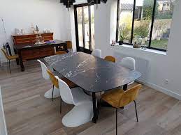 Table En Marbre Noir Marquina Table Salle A Manger Salle A Manger Ethnique Table A Manger Noire