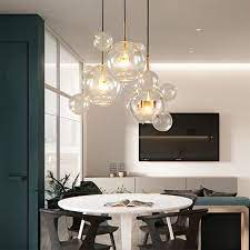 Large Clear Glass Globe Pendant Light Led Gold Ceiling Light Large glass globe chandelier image and description.