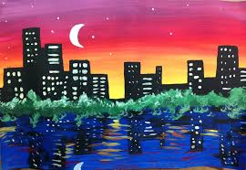 Talking about easy acrylic canvas painting ideas, there is simply no end to options. Skyline Drawing Easy For Kids Novocom Top