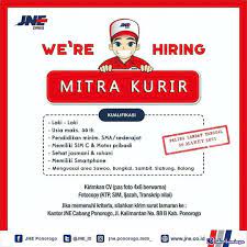 Jne memulai kegiatan usahanya yang terpusat pada penanganan kegiatan kepabeanan, impor kiriman barang, dokumen serta pengantarannya dari luar negeri ke indonesia. Lowongan Kerja Sebagai Mitra Kurir Juli 2021