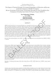 Negara ini sedang menuju pencapaian status pendapatan tinggi. Pdf The Impact Of Tourism Demand Government Expenditure On Education And Income On The Environment In Asean 5 Countries