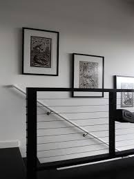 Exemplary Contemporary Indoor Stair With Black Wire Railing To Match With Black Steps And White Ha Indoor Stair Railing Staircase Contemporary Staircase Design