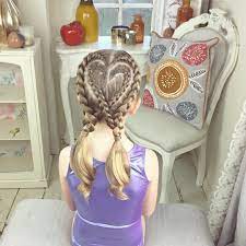 Gym Class For Abby So We Went For Braided Hearts Sweethearts Modernsalon Behindthechair Am Hair Dos For Kids Baby Girl Hairstyles Little Girl Braids