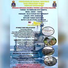 Pengambilan tldm 10 10 2017 kuching (1) temuduga tertutup tentera laut (1).2015.saya ingin menyertai angkatan tentera laut diraja malaysia untuk sessi tahun 2016.tetapi. Pengambilan Pegawai Perajurit Muda Tentera Laut Diraja Malaysia Tldm 09 Februari 2019 Jawatan Kosong 2020