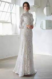 Wedding Dress Boho Wedding Dress With Sleeves High Neck Etsy Boho Wedding Dress Wedding Dresses Wedding Dress Sleeves