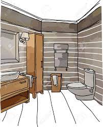 Whether it's because a bathroom is unusually spacious, decorated with expensive materials, stylish accent details or filled with light, our intuition tells us there's something luxurious about it. Color Drawing Of Bathroom Interior Modern Style Royalty Free Cliparts Vectors And Stock Illustration Image 41786788
