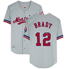 Tom Brady Montreal Expos Autographed Fanatics Authentic Mitchell & Ness  Gray Authentic Jersey