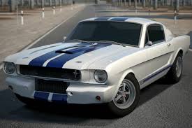 This 1965 ford mustang gt fastbackis finished in burgundy with whitestripes over a black vinyl interior and is powered by a 289ci (a code) v8 paired with a c4 automatic transmission. Shelby Gt350r 65 Gran Turismo Wiki Fandom